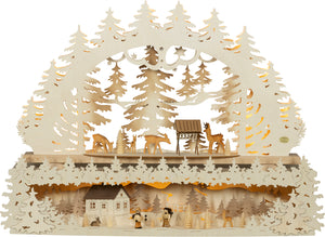 Premium LED light "Forest idyll" with carved deer
