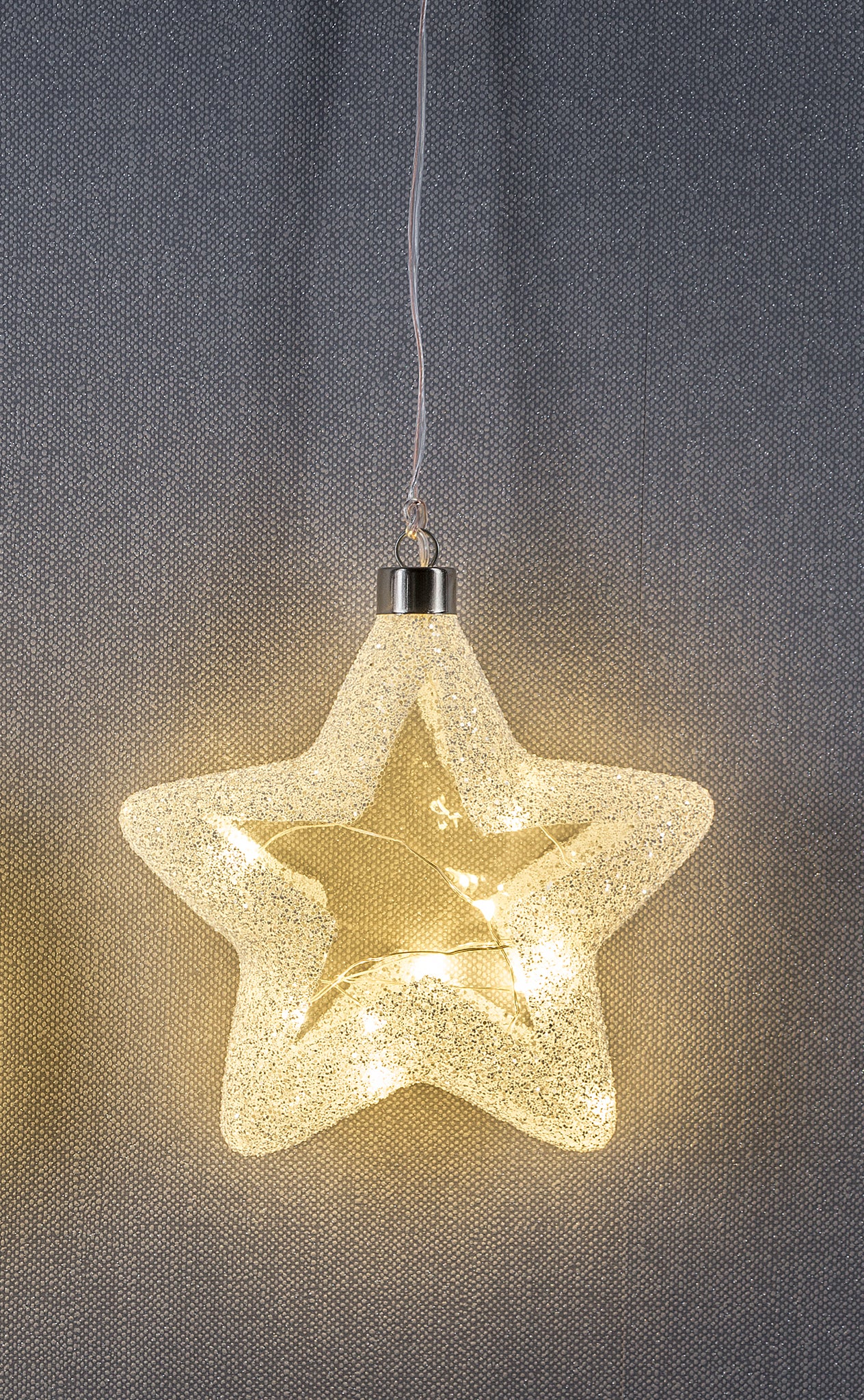 LED glass star, illuminated frost decor