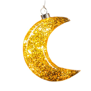 LED-Glasmond zum Hängen (18 cm) mit glänzendem Gold-Dekor, warm
