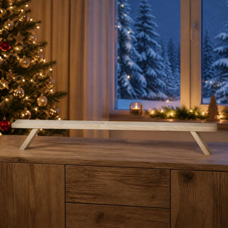 Lichterbogenerhöhung Schwibbogenbank aus naturfarbenem Holz, stabile Präsentationsbank für Schwibbögen und Lichterbögen, ideal für Fensterbank, Sideboard und festliche Weihnachtsdekoration, 40 cm breit.
