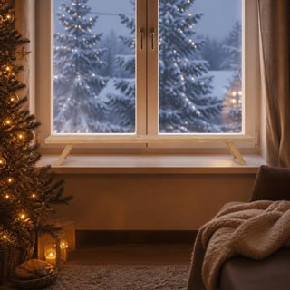 Lichterbogenerhöhung Schwibbogenbank aus naturfarbenem Holz, dekorativer Präsentationssockel für Schwibbögen und Lichterbögen, ideal für Fensterbänke und Sideboards, 75 cm breit, sorgt für eine erhöhte und wirkungsvolle Weihnachtsdekoration.
