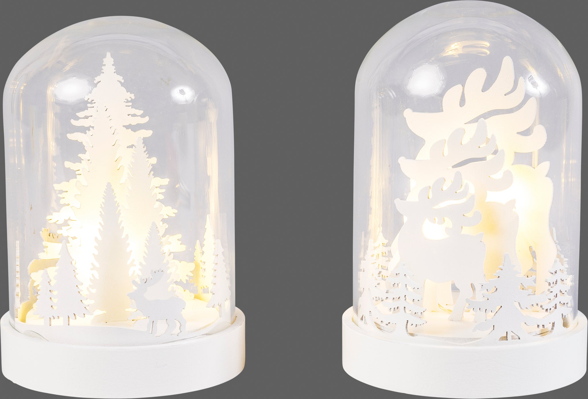 Glass dome 'forest' or 'deer' with 3 LEDs
