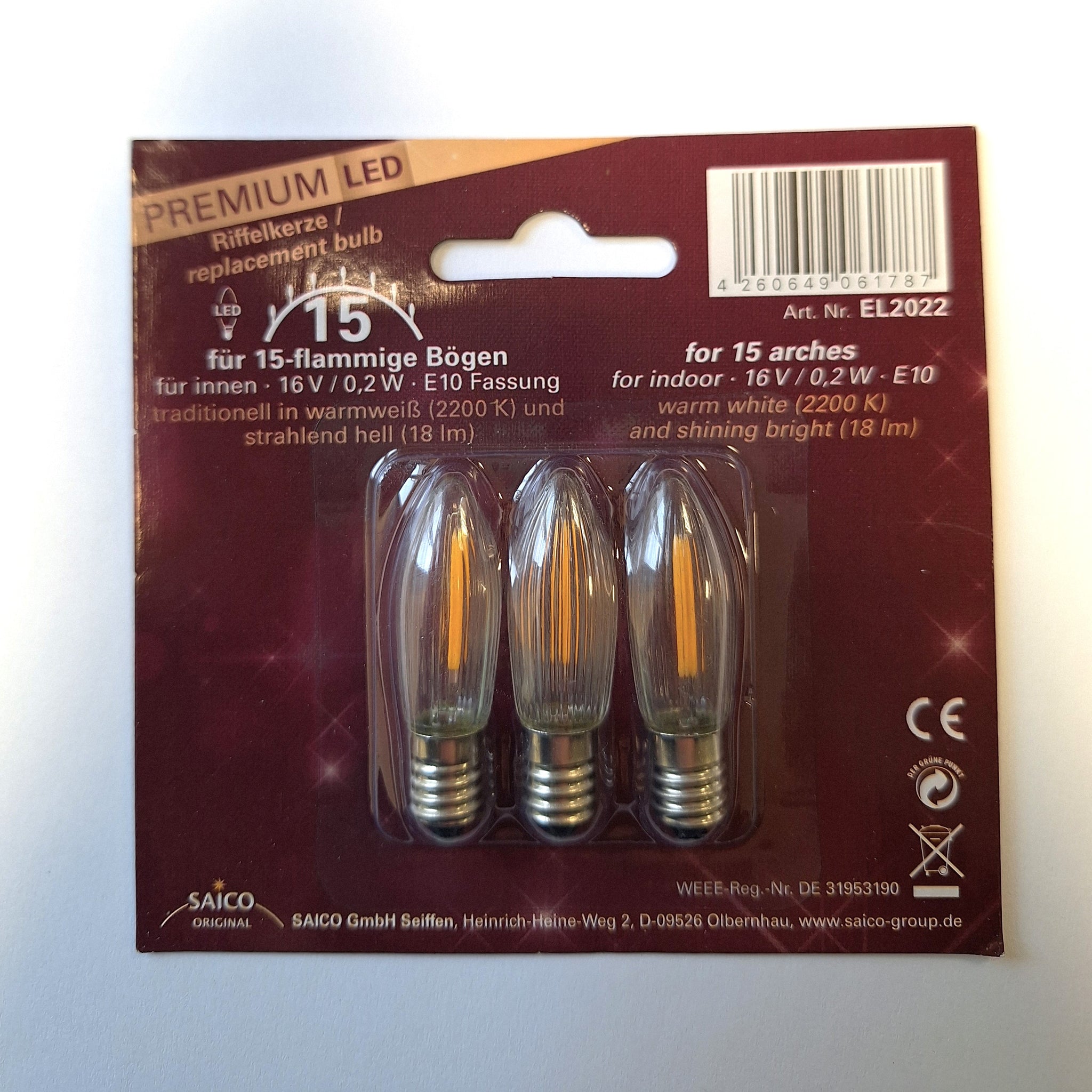 Premium LED replacement lamp 3x 16V - 0.2W - E10