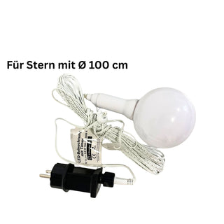 Außenkabel-Set mit LED-Leuchtmittel, langem weißen Kabel und Netzstecker, geeignet für einen 100 cm Stern