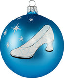 Christbaumkugel blau mit weißem Prinzessinnenschuh