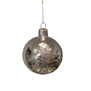 Baumschmuck Kugel silber mit silberner Bemalung