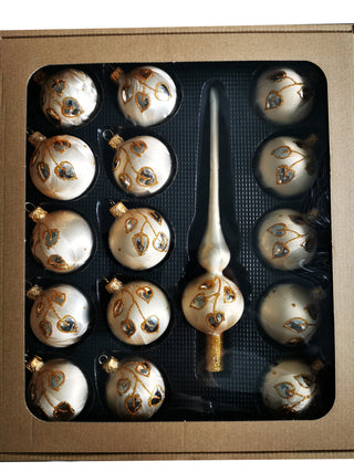 Christbaumschmuck "Eislack-Gold" aus Glas, 16-teilig