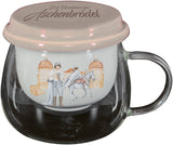 Glas mit Henkel mit Teeeinsatz aus Keramik, mit Illustrationen von Prinz, Aschenbrödel und Schloss Moritzburg