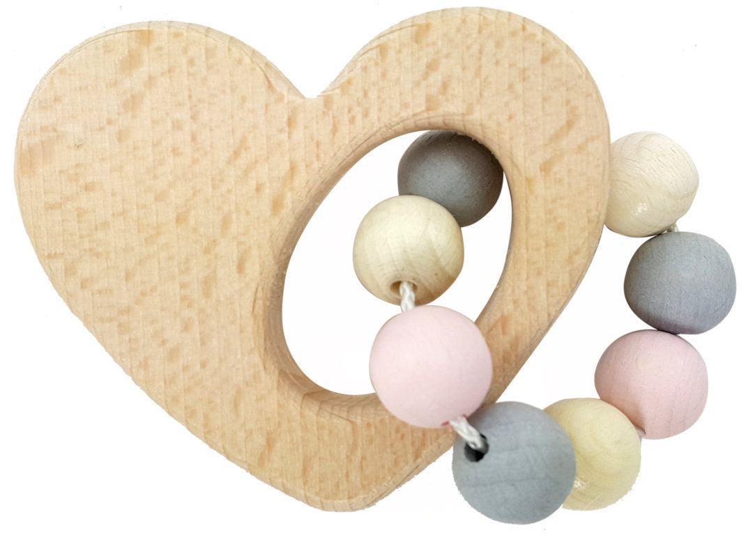 Greifrassel "Herz", natur-rosa, 10cm