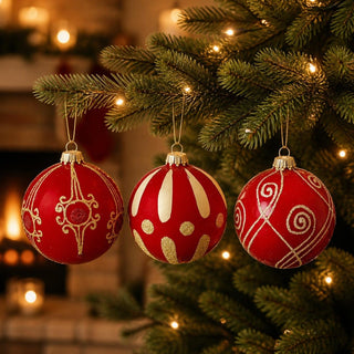 Christbaumschmuck Glaskugelset, 3-teilig, silber, mit drei hochwertigen Weihnachtsbaumkugeln aus Glas in weißen und silberfarbenen Nuancen. Die Kugeln sind mit filigranen Glitzerverzierungen, dekorativen Linien und stilvollen Ornamentmustern gestaltet. Der elegante Baumschmuck setzt festliche Akzente am Weihnachtsbaum und ergänzt klassische sowie moderne Weihnachtsdekoration auf harmonische Weise