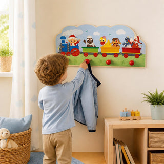 Garderobe "Sandmann und seine Freunde im Zug", farbig bedruckt, 35 cm