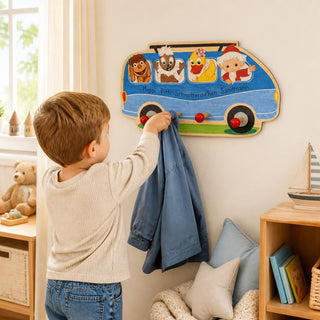 Garderobe "Sandmann und seine Freunde im Bus", farbig, 35 cm