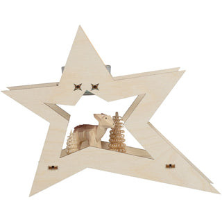Kerzenhalter Stern "Reh" für 1 Teelicht aus Holz