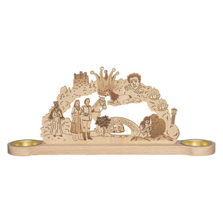 Kerzenhalter aus Holz für 2 Teelichte mit dem DEFA-Märchenmotiv "Das singende, klingende Bäumchen®".