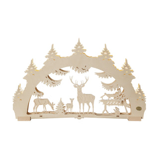 LED Schwibbogen "Waldlichtung", 7-flammig mit Timer am Trafo, natur, 52 cm