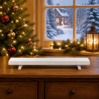 Schwibbogenerhöhung weiß, 60 cm, dekorativer Sockel aus Holz für Schwibbögen und Lichterbögen, sorgt für eine erhöhte Präsentation und bessere Sichtbarkeit der Weihnachtsbeleuchtung auf Fensterbänken und Möbeln.