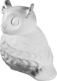 Figur Eule aus Keramik, weiß-silber