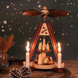 Erzgebirgische Weihnachts-Pyramide aus Holz mit Figuren – handgefertigt in Seiffen