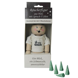 Räuchermännchen "Glücksbringer", farbig, 15 cm