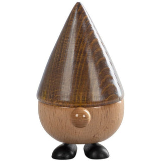 Räuchermännchen „Zwerg Freddi“ (10 cm), naturbelassen mit dunkler spitzer Mütze und schlichten Holzfüßen, minimalistisch gestaltet auf neutralem Hintergrund präsentiert.