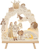 Lichterspitze beleuchtet mit Prinz und Prinzessin, Bäumchen, bösem Zwerg, Pferd, Fisch und König
