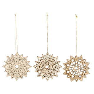 3 filigrane Baumanhänger Eissterne aus Sperrholz