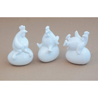 Deko - Hühner aus hochwertigem Porzellan 3er Set