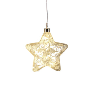 Deko-Stern aus Glas mit batteriebetriebener LED-Beleuchtung und Timer