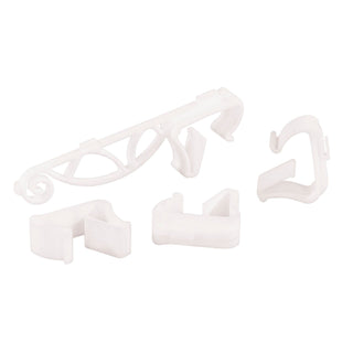 Fensterhalterung für Adventssterne aus weißem Kunststoff, mit Kabelführung und 7,5 cm Abstand zur Scheibe – geeignet für alle Fenstertypen.