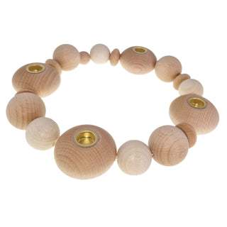 Geburtstagskette aus Holz mit 4 Kugeln für Kerzen, naturfarben 