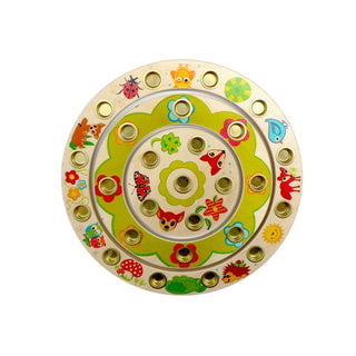 Geburtstagsringe als Kerzenhalter aus Holz mit Waldtier-Motiv in bunten Farben