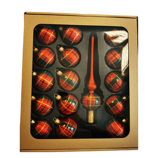 Christbaumschmuck "Satin-Rot" aus Glas, 16-teilig