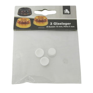Dieses 3-teilige Glaslager-Set,&nbsp;ist ideal zum Basteln oder als Geschenk für Hobbybastler. Die Höhe beträgt 5mm, der Ø des&nbsp;Glaslagers&nbsp;außen beträgt 13mm.