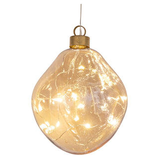 LED Glasform in organischer Form zum Hängen in Amber-Gold, 14 cm hoch, mit warmem Licht und dekorativem Design für stilvolle Innenbeleuchtung.