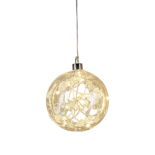 LED Glas - Kugel Kristall/Frost Dekor, Batteriefach und Timer, Ø 12 cm