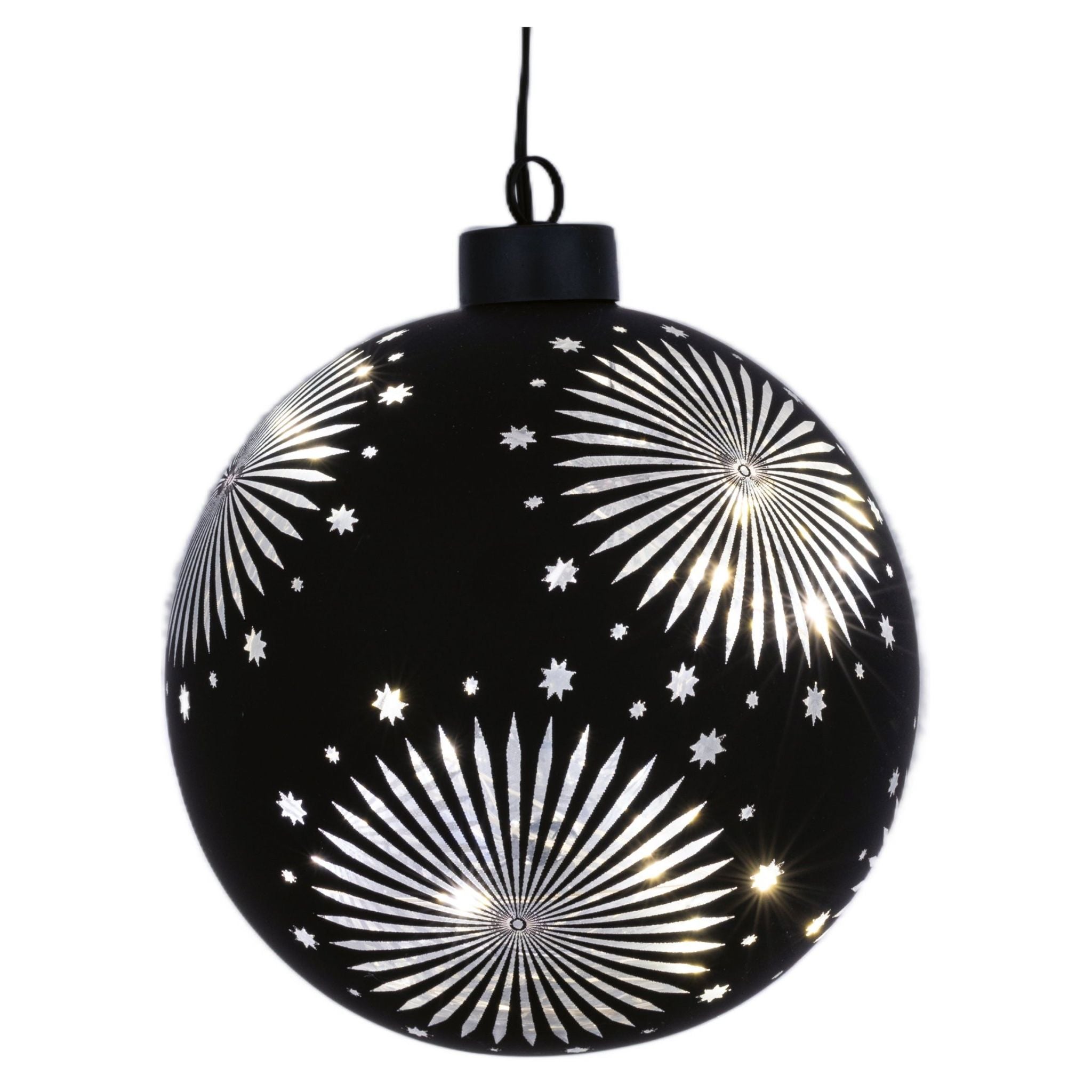 LED Glaskugel Satin-Schwarz zum Hängen