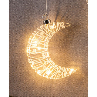 LED Glasmond zum Hängen mit Kristall/Weiß Dekor, 18 cm