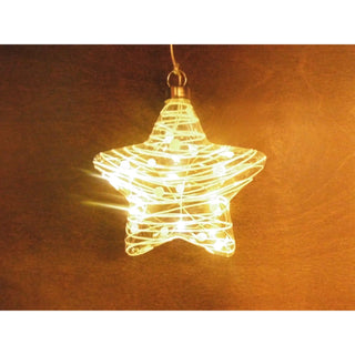 LED Glasstern zum Hängen mit Kristall/Weiß-Dekor, 15 cm