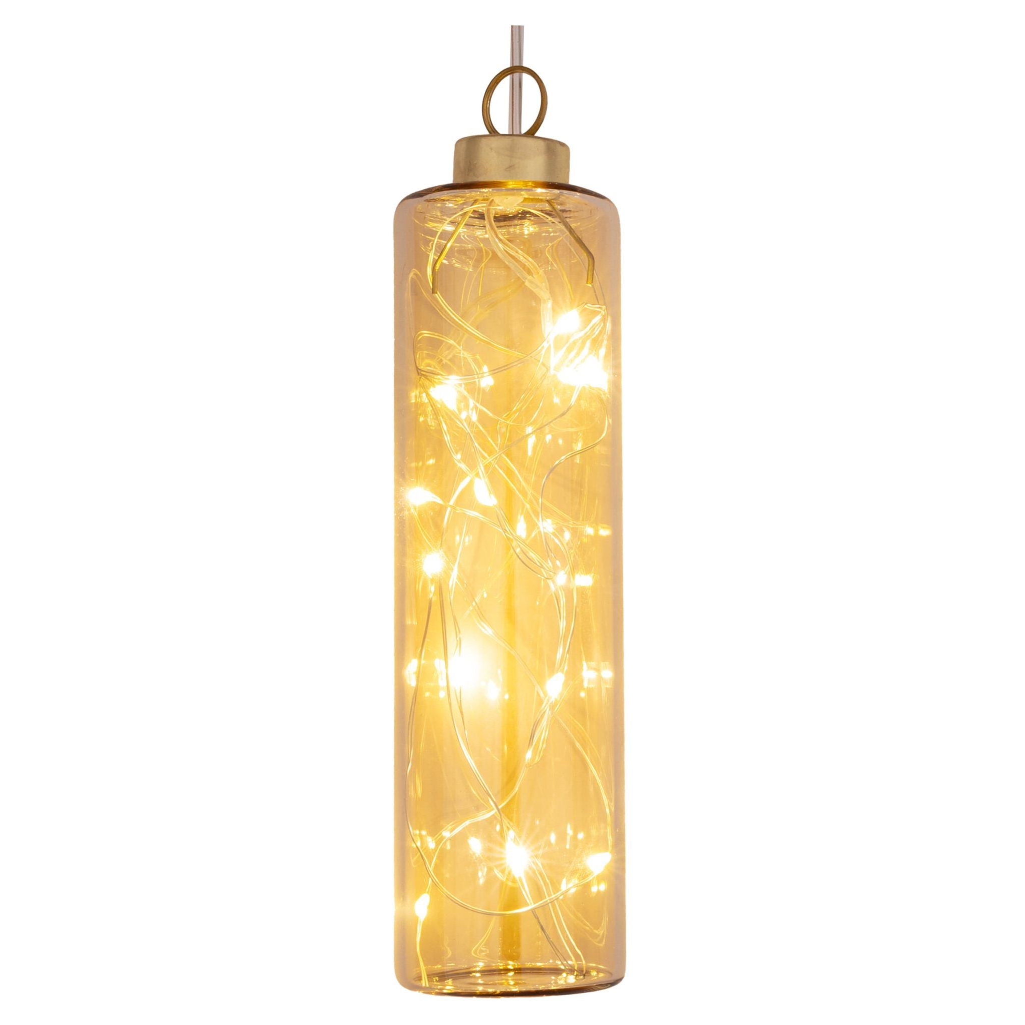 LED Glaszylinder zum Hängen Amber-Gold