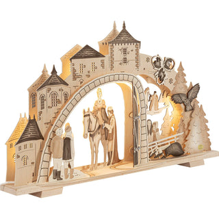 LED Fensterbild mit Wintermotiv von SAICO Seiffen – erzgebirgische Holzkunst