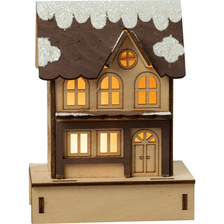 LED Stadthaus aus Holz, 14 cm