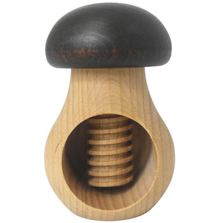 Nussknacker Holzpilz, braun, 9 cm. Der Holzpilz hat ein Gewinde, das am Pilzkopf befestigt ist. Im Stamm befindet sich ein Loch, wo man die Nüsse hineinlegt und durch drehen am Pilzkopf knackt._1