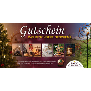 Hier wird unser bunt gestalteter Gutschein ohne Wertangabe gezeigt. Bild 1.