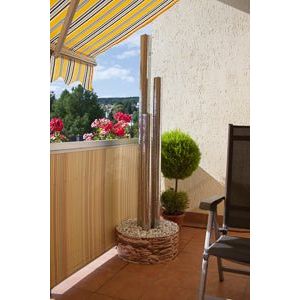 Säulenbrunnen mit 3 unterschiedlich hohen Säulen aus Edelstahl, Wasserbehälter und einer LED-Beleuchtung mit Farbwechsel_2