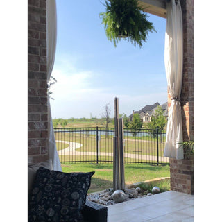 Säulenbrunnen mit 3 unterschiedlich hohen Säulen aus Edelstahl, Wasserbehälter und einer LED-Beleuchtung mit Farbwechsel_4