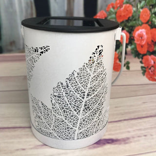 Solarlaterne weiß aus Metall