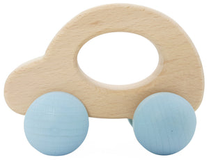 kleines Auto zum herumschieben (rollen), simpel gehalten mit blauen Rädern
