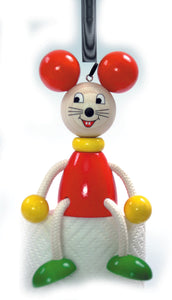 Schwingfigur "Maria" Mäuse-Motiv, Rot-Orange mit gelben und grünen Akzenten