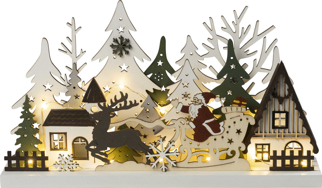 LED Diorama "Weihnachtsmann im Rentierschlitten"