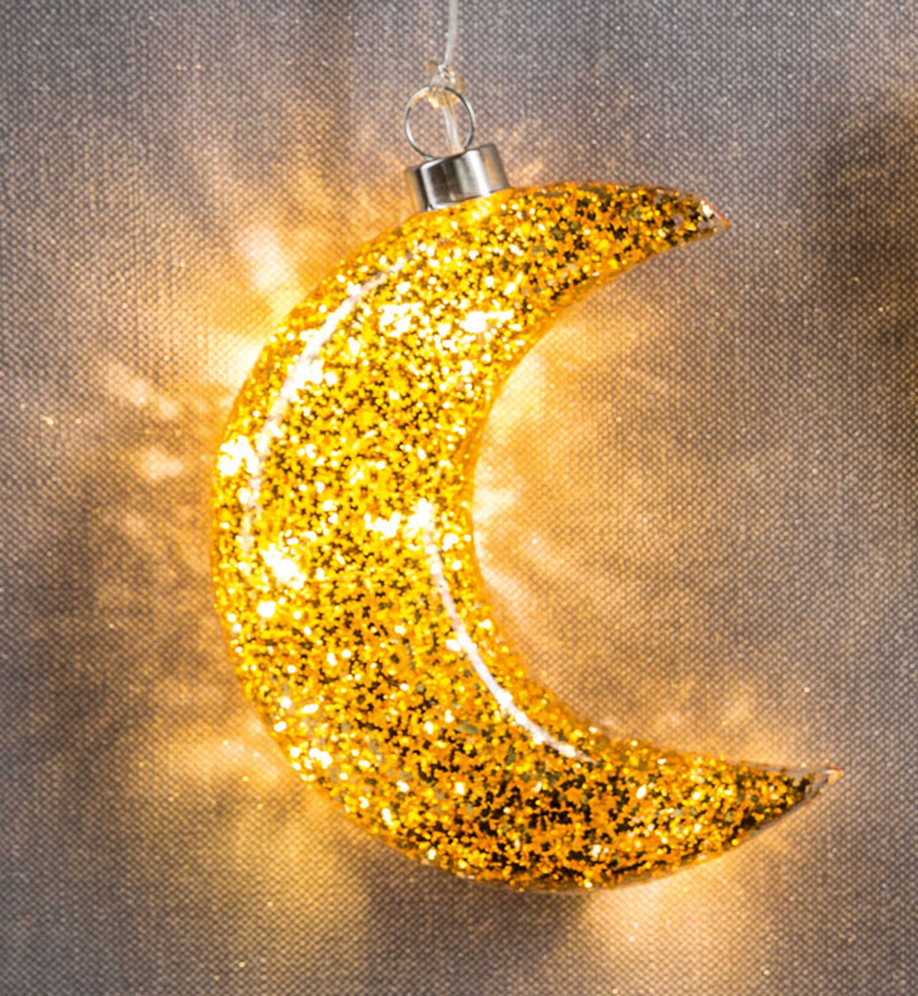 LED Mond aus Glas mit Gold Dekor
